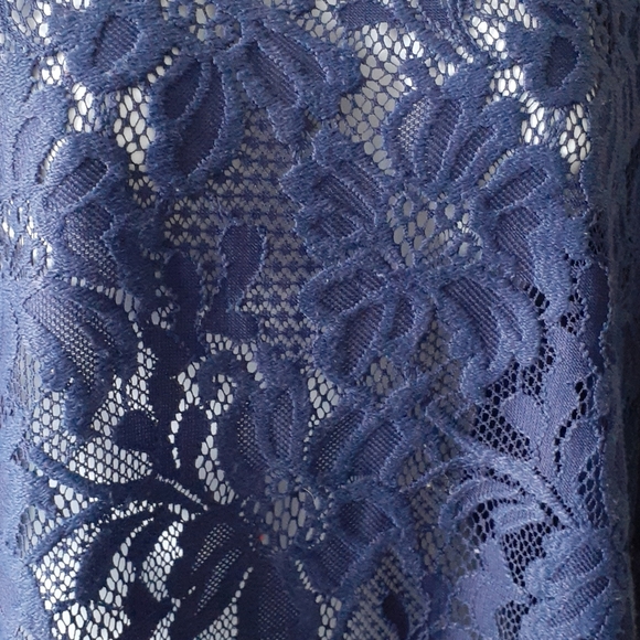 Forever 21 Long Sleeves Lace Blue Top Sz M - Picture 2 of 7